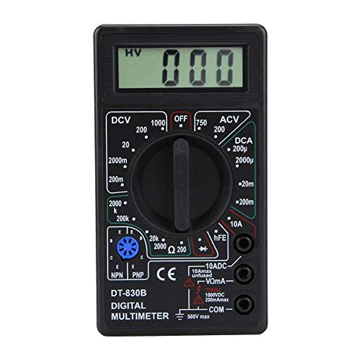 Digital Multimeter DT-830B Multifunctional Voltage Current Resistance Transistors Meter Temperature Tester with LCD Display-DT-830B Black-