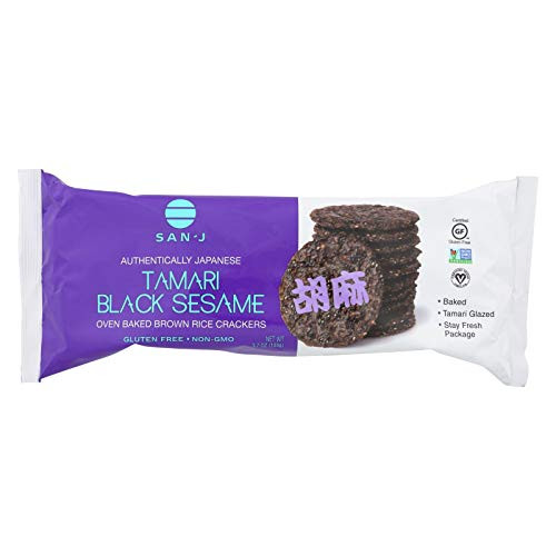 San-J 36245 Black Sesame Brown Rice Crackers