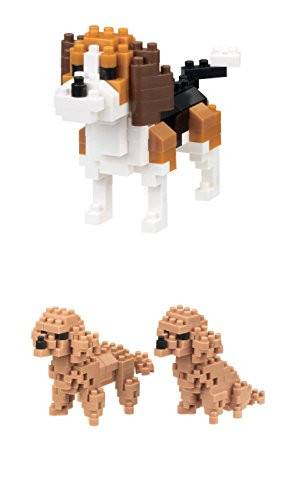 2 Popular Dogs in Nanoblocks - Bundled Set - Toy Poodle and Beagle (Japan Import)