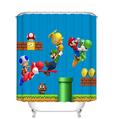 Fangkun Children's Cartoon Shower Curtain Art Bathroom Decor - Waterproof Mildew Resistant - Polyester Fabric Bath Curtains Set - 12pcs Shower Hooks (72 x 72 inches, YL091#)