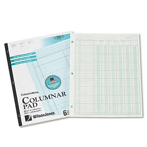 Wilson Jones G7206A Columnar Pad 6 Columns 50 Sheets 11-Inch x8-1/2-Inch Green