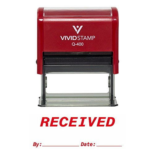 Received by Date Self Inking Rubber Stamp -Red Ink- X-Large