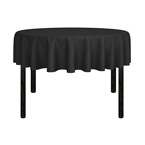 Mill  and  Thread - 70 inch Round Premium Tablecloth for Wedding/Banquet/Restaurant - Polyester Fabric Table Cloth - Black