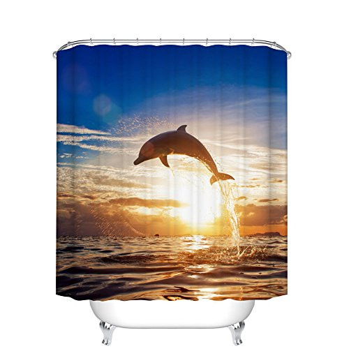 Fangkun Shower Curtain Custom Sunset Dolphin Art Print Pattern - Waterproof, Soap, and Mildew resistant - Polyester Fabric Bath Curtains Decor Set - 12pcs Shower Hooks (YL051#, 72 x 72 inches) Fangkun Shower Curtain Custom Sunset Dolphin Art Print Pattern - Waterproof, Soap, and Mildew resistant - Polyester Fabric Bath Curtains Decor Set - 12pcs Shower Hooks (YL051#, 72 x 72 inches)