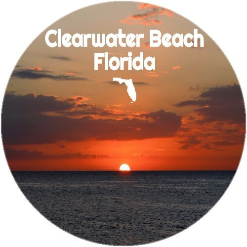 U.S. Custom Stickers Clearwater Beach Sunset Circle Sticker 6 inch