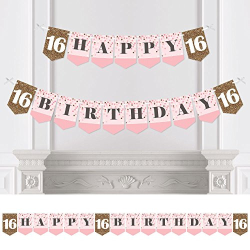 Sweet 16 - Birthday Party Bunting Banner - 16th Party Decorations - Happy Birthday Sweet 16 - Birthday Party Bunting Banner - 16th Party Decorations - Happy Birthday