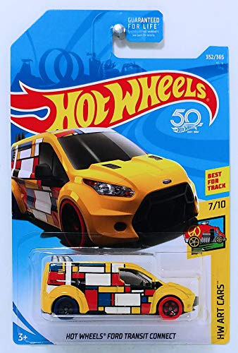 Hot Wheels 2018 Basic Vehicle Best for Track Hw Art Cars Ford Transit Connect -Yellow-