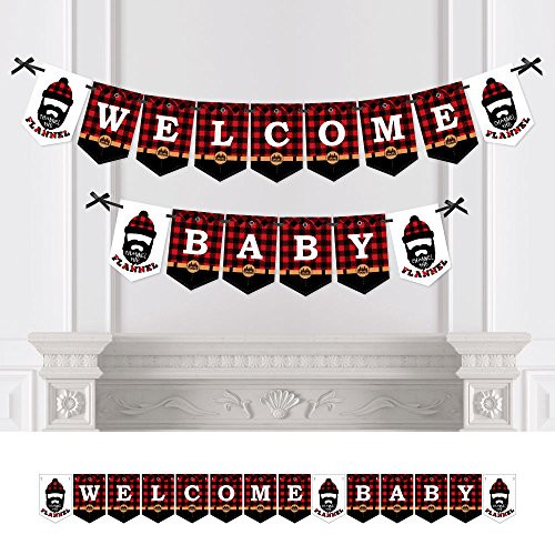 Lumberjack - Channel The Flannel - Baby Shower Bunting Banner - Buffalo Plaid Party Decorations - Welcome Baby