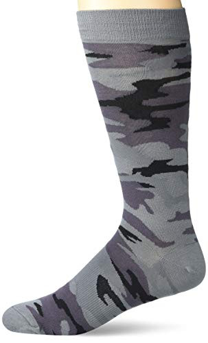 K. Bell Mens Conversation Piece Novelty Crew Socks Camo -Grey Camo- Shoe Size 6.5-12
