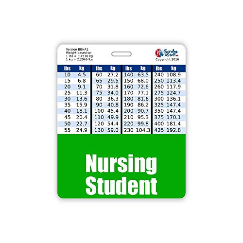 Nursing Student Badge Buddy Horizontal w/Height  and  Weight Conversion Charts -Oversized Green-