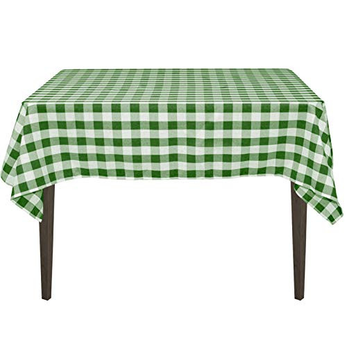 LinenTablecloth 70-Inch Square Tablecloth Green  and  White Checker