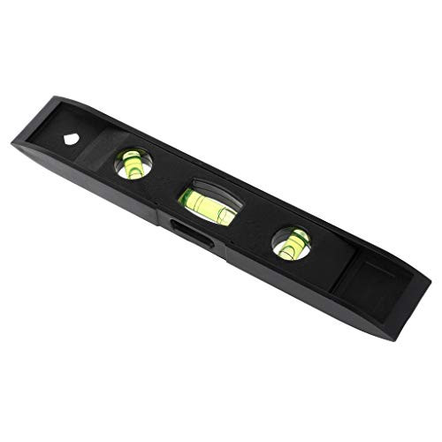 Magnetic Torpedo Level 9 Inch Spirit Level 3 Bubble 45/90/180 Level Torpedo Magnetic Gradienter Level Bubble Measuring Instrument Tool -Black-