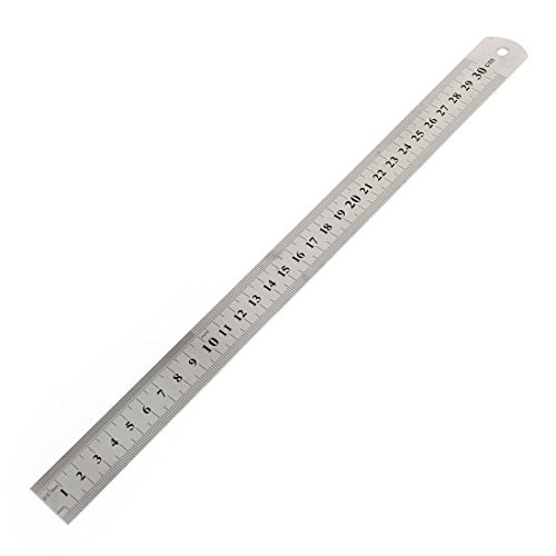 uxcell 30cm 12 Inch Double Sides Metric Straight Ruler Silver Tone