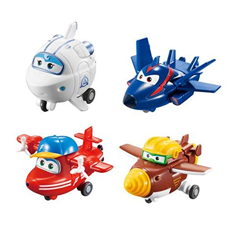 Super Wings Transform-a-Bots 4 Pack | | Flip, Todd, Agent Chase, Astra, | 2" Scale