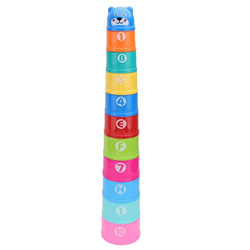 TOYANDONA Stacking Cups Plastic Nesting Toys Baby Bath Learning Counting Toys Building Early Educational Game for Kids Baby Toddlers