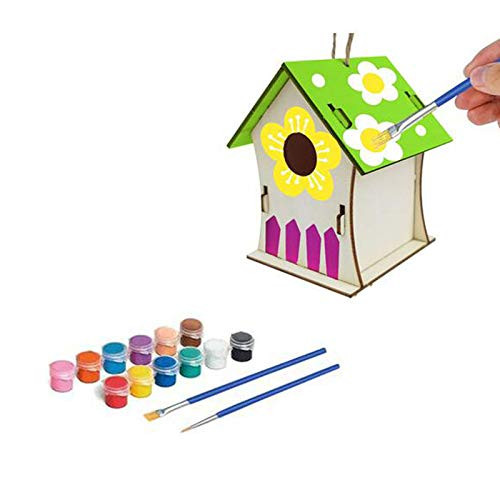 Dakaly DIY Bird Houses Craft Kit Wooden Birdhouse Arts Backyard Wooden Birdhouse Kit Build and Paint Crafts for Boys Girls Teens Toddlers -B2-