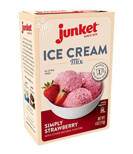Junket Ice Cream Mix - Homemade Strawberry Ice Cream Mix - Ice Cream Starter Powder For Ice Cream Makers or Make By Hand - Natural Ingredients Gluten Free - Makes 1 Quart - Simply Strawberry 4 Oz