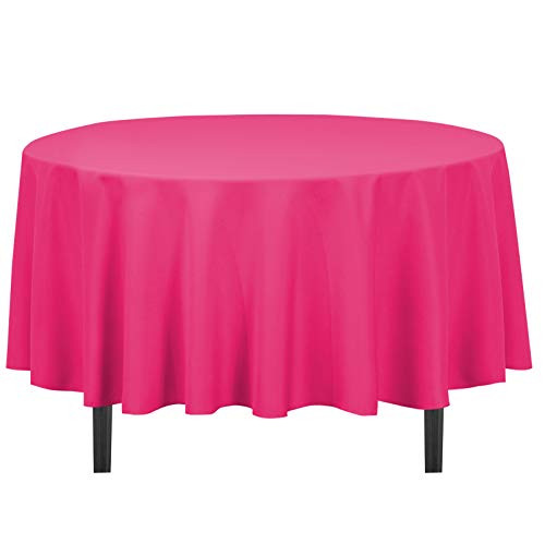 LinenTablecloth 90-Inch Round Polyester Tablecloth Fuchsia