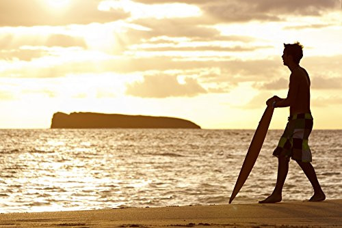 Posterazzi DPI1966772 Hawaii Maui Makena Skimboarder Silhouette At Sunset Poster Print 17 x 11