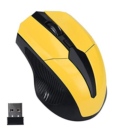 Calvas New 1pc 2000DPI Yellow Wireless Mouse With USB Receiver Optical Wireless Mouse Ergonomic For Laptop PC Computer fe8