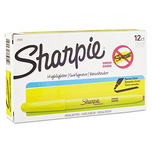 Sharpie Pocket Highlighter Chisel Tip Fluorescent Yellow Dozen -SAN27025-