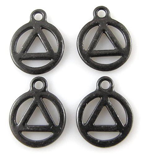 Black Recovery Symbol Charms TierraCast Triangle in Circle 4/Pkg