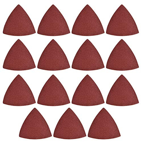 uxcell Detail Sander Sandpaper Triangular Sanding Paper Hook and Loop Sanding Pads Triangle Oscillating Multi Tool 120 Grits 15pcs