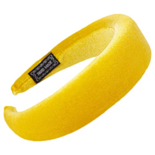 VIccoo Hair Hoop 11 Colors Women Padded Wide Sponge Headband Glitter Velvet Sweet Candy Color Hair Hoop Vintage Party Stretchy Thick Headpiece - Yellow