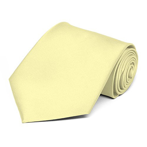 TieMart Solid Color Necktie -Light Yellow-