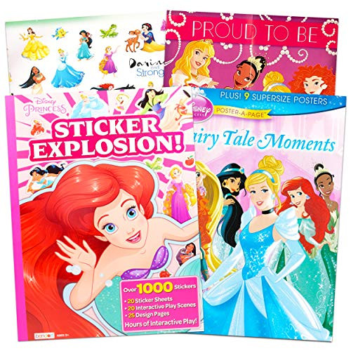 Disney Princess Stickers Super Set ~ Sticker Activity Pads Play Scenes Posters and Over 1000 Disney Princess Craft Stickers -Disney Princess Party Supplies Bundle-