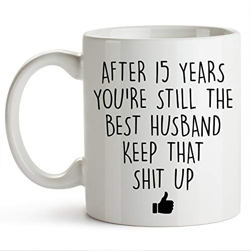 YouNique Designs 15 Year Anniversary Coffee Mug for Him 11 Ounces Crystal Anniversary 15th Wedding Anniversary Cup For Husband Fifteen Years 15th Year YouNique Designs 15 Year Anniversary Coffee Mug for Him 11 Ounces Crystal Anniversary 15th Wedding Anniversary Cup For Husband Fifteen Years 15th Year