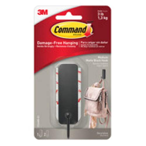 Command Medium Matte Black Hook-17034MB One Size