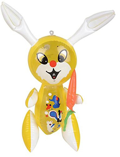 Rhode Island Novelty Large 17 inch Yellow Inflatable Easter Bunny Rabbit with Carrot Toy Decoration