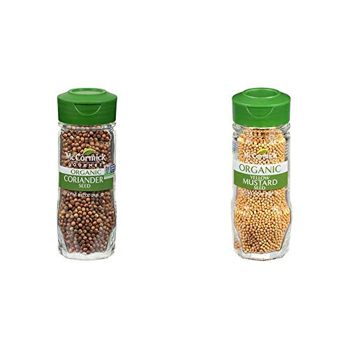 McCormick Gourmet Coriander Seed 0.87 oz with McCormick Gourmet Organic Yellow Mustard Seed 2.12 oz McCormick Gourmet Coriander Seed 0.87 oz with McCormick Gourmet Organic Yellow Mustard Seed 2.12 oz
