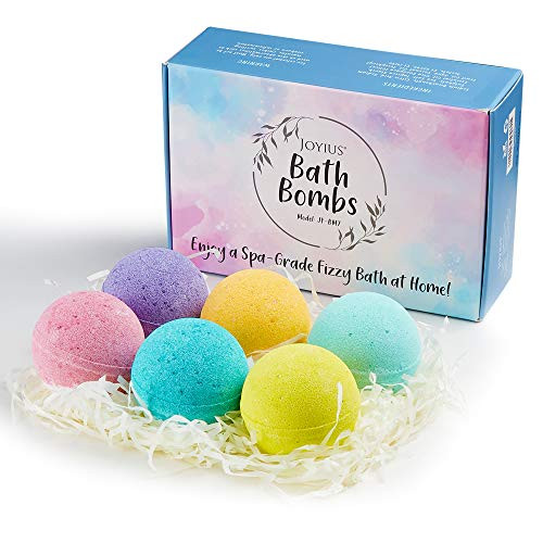 JOYIUS Bath Bombs Gift Set with Natural Essential Oils Fizzy Spa Moisturizes Dry Skin Bubble Baths Ideas for Girlfriends Women Moms Wife Her/Him 6 x 4.0 Oz