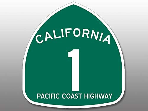 JR Studio 4x4 inch Green PCH Pacific Coast Highway 1 Sign Shaped Sticker -Route California Vinyl Decal Sticker Car Waterproof Car Decal Bumper Sticker