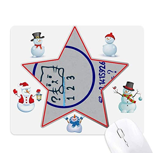 Circle Math Problem Cat Illustration mas Snowman Family Star Mouse Pad