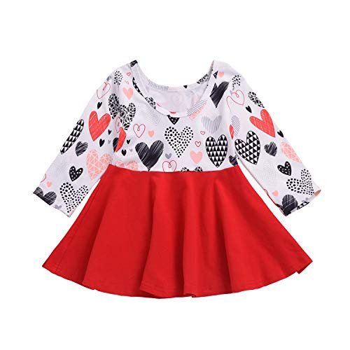 KONIGHT Valentines Day Toddler Baby Girls Dress Outfits Heart Print Princess Party Tutu Skirt Ruffle Dresses Clothes KONIGHT Valentines Day Toddler Baby Girls Dress Outfits Heart Print Princess Party Tutu Skirt Ruffle Dresses Clothes