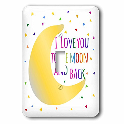 3dRose lsp_202101_1 I love you to the moon and back colorful rainbow text on white Single Toggle Switch Multicolor