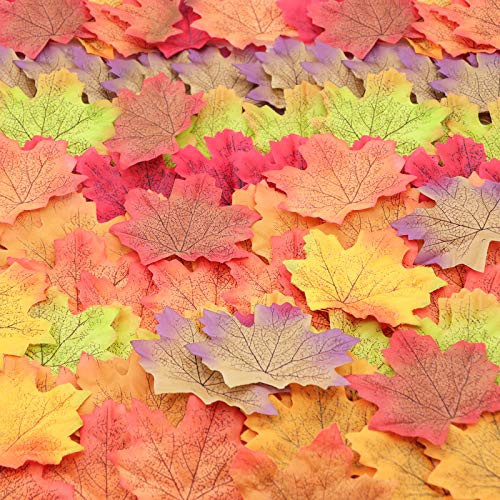1000 PCS Artificial Maple Leaves Autumn Fall Leaves Fall Maple LeafLeaf decoreFall Party Leaf CraftsAutumn Decorations Fall Decorations for Wedding Thanksgiving Table Decorations