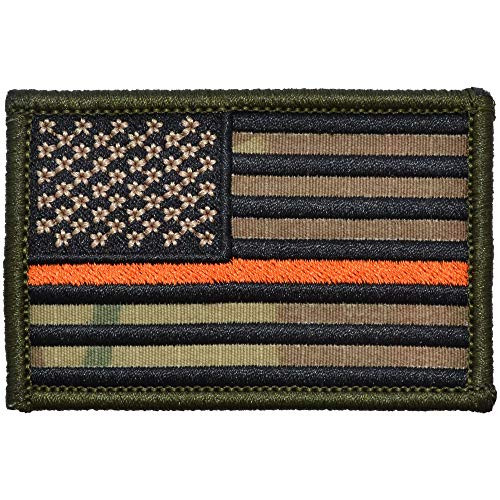 Thin Orange Line Search  and  Rescue USA Flag - 2x3 Patch - Multicam