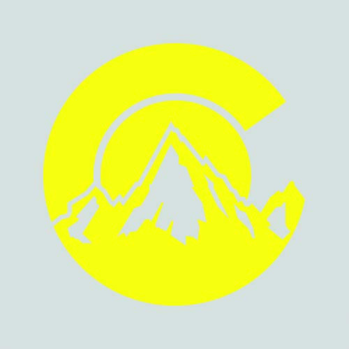 RDW Colorado C Logo Shaped Sticker - Decal - Die Cut - CO Denver Boulder Fort Collins Shape Flag - Yellow 4.00 inch x 4.01 inch