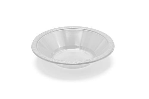 Exquisite 12 oz White Plastic Bowls II 50 Count Bulk Pack Disposable Party Bowls II Premium Quality Plastic Soup Bowls for Parties 
