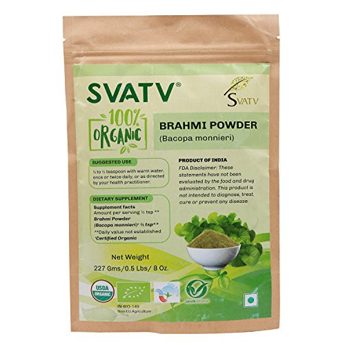 SVATV Organic Brahmi Powder II Bacopa Monnieri II USDA Certified Organic II 227g 0.5lb  8oz
