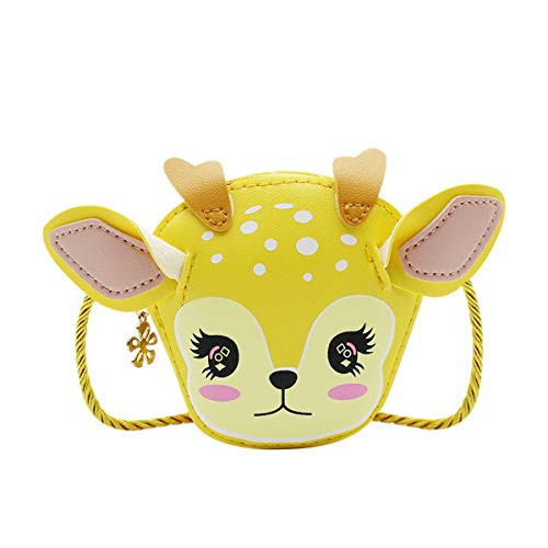 Cute Deer Crossbody Purse Girls Mini Cartoon Animal Shoulder Bag Casual Messenger Handbag for Kids Toddlers Yellow