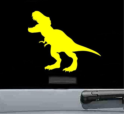 JS Artworks Dinosaur Trex T-Rex Tyrannosaurus rex Vinyl Decal Sticker -Yellow-