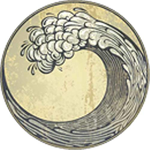Japanese Art Wave in Circle Crest Vinyl Decal Sticker Two in One Pack -4 Inches Wide-