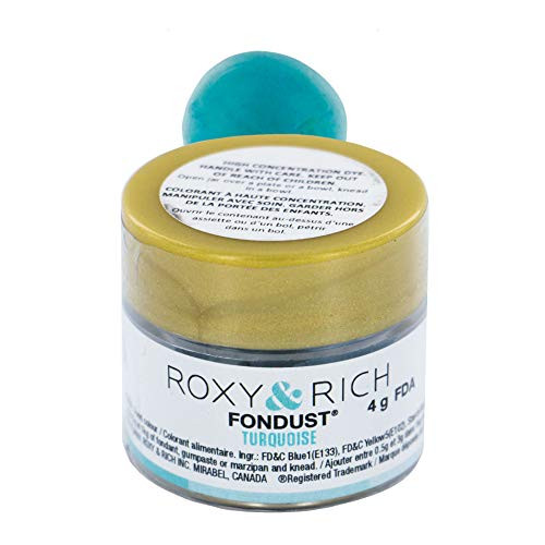 Roxy  and  Rich Fondust Powder Food Color Turquoise 4 Grams Roxy  and  Rich Fondust Powder Food Color Turquoise 4 Grams