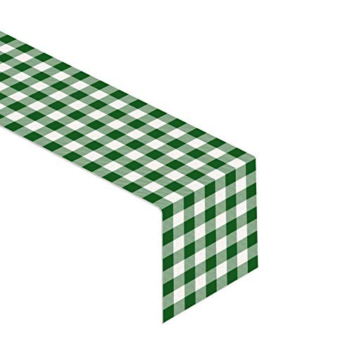 Rainlemon Linen St. Patricks Day Table Runner Green and White Buffalo Check Plaid Spring Home Dinning Room Decoration