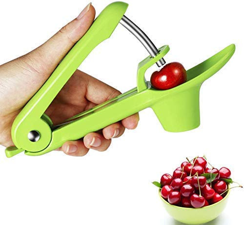 Gxhong Cherry Pitter Heavy-Duty Cherry Pitter Remover Olive Pitter Tool Portable Cherry Pitter Tool for Home Kitchen Cherry Jujube and Red Date - Green